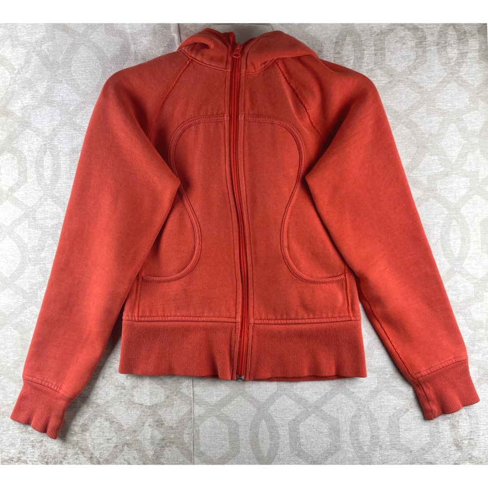 Lululemon Scuba Full Zip Hoodie Women 4 Orange Activewear Fleece Pockets